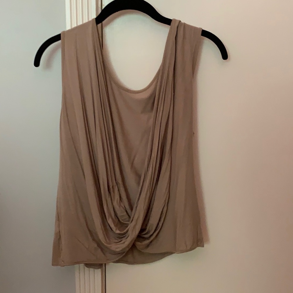 Tan low drop tank top